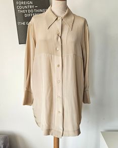 Vintage BNWT John Rocha Chinatown deadstock oyster silk tunic blouse oversized 12 14 Made in Ireland