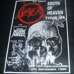 SLAYER concert poster Top Hat Dunlaoghaire Dublin 1988 South Of Heaven Tour repo
