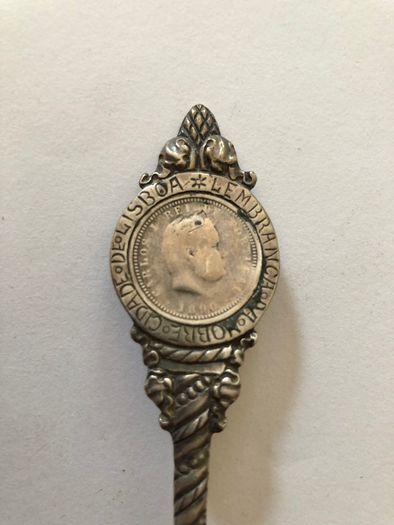 Antique Portuguese Silver Coin Souvenir Spoon