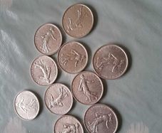 10  5-franc silver coins