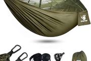 Camping Hammock with Mosquito Net - 210T Quick-drying Parachute Nylon Lightweight Portable Travel Hammock for Backpacking, Camping, Hiking and Beach Adventure (FREE POSTAGE)
