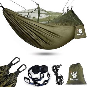Camping Hammock with Mosquito Net - 210T Quick-drying Parachute Nylon Lightweight Portable Travel Hammock for Backpacking, Camping, Hiking and Beach Adventure (FREE POSTAGE)