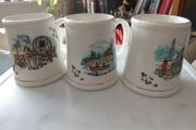 Vintage set of 3 ceramic tea mugs by Carrigaline pottery