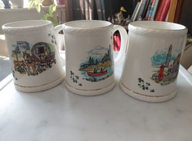 Vintage set of 3 ceramic tea mugs by Carrigaline pottery