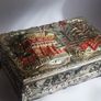 Art Deco Japanese Silver Plated Bakelite Jewelry Music Box Dragons Foo Dog 1920s Image 2