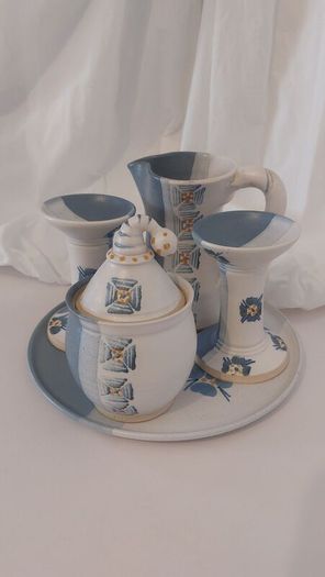 Fabulous Pair of Candle Holders and a Display Plate, Hand-Potted by the Popular and Collectable Irish Potter Suzanne May, Circa 1990s