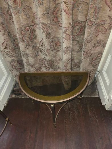Maison Jansen Hollywood Regency Style Pair of Brass Demi-Lune Side Tables