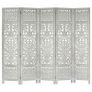 Hand Carved 5-Panel Room Divider Grey 200x165 cm Solid Mango Wood Image 2