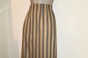 Paul Costelloe Dressage Pencil Grey and Yellow Stripped Wool Skirt Size 8