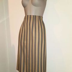 Paul Costelloe Dressage Pencil Grey and Yellow Stripped Wool Skirt Size 8