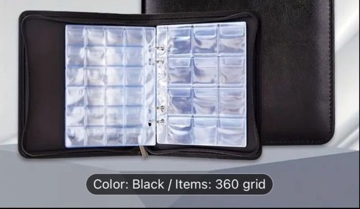 Zipper Faux Leather Case 360 Large Capacity Coin Collection Book Size Grid Mixed Coin Stamp Collection Book Badge Sticker High-end Protective Cover Hot Stamping Storage Book