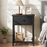 Bedside Tables Set of 2, Side Tables with Fabric Drawers  Coffee Table with Storage Shelf, Sofa Table, Nightstand with Metal Frame for Bedroom, Living Room, Black Image 4