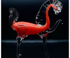 Vintage Modernist Stylised Glass Red Horse made in Belarus.