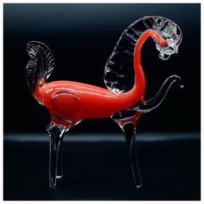 Vintage Modernist Stylised Glass Red Horse made in Belarus.