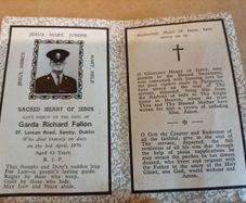 HISTORICAL RARITY: 1970 Garda Richard Fallon (Original Funeral Card.  First Garda Killed in The Troubles. Original)