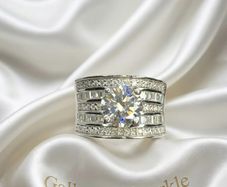 Silver Moissanite Multi-Row Scoop Ring (3.11 Ct)