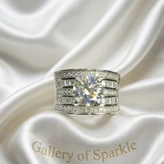 Silver Moissanite Multi-Row Scoop Ring (3.11 Ct)