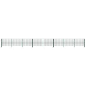 Fence Panel with Posts Iron 13.6x1.2 m Green