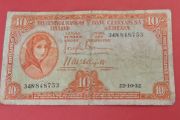 Irish 1952 Lavery ten shilling banknote in Fine  condition