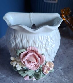 Vintage ceramic wall pocket vase