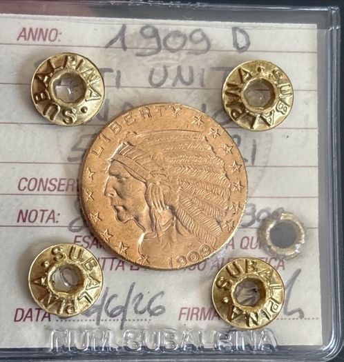 USA 5 Dollars 1909 Indian Head Gold Coin Denver