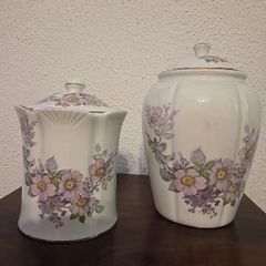 Matching Vintage Royal Tara Bone China Biscuit Jars & Lids