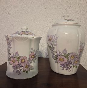 Matching Vintage Royal Tara Bone China Biscuit Jars & Lids