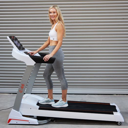 C66 Commercial SMART Treadmill with 1YR Warranty, 3HP Motor 18KM PER HOUR, WiFi Colour Touchscreen Media Player, Watch Netflix, YouTube, etc, Download Any App, Flash Sale