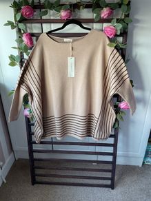 jumper bnwt one size beige & brown oversized poncho style jumper exquiss's brand