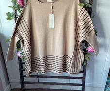 jumper bnwt one size beige & brown oversized poncho style jumper exquiss's brand