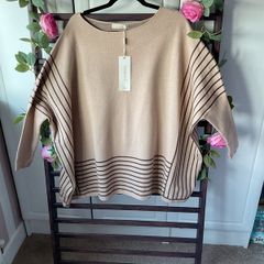 jumper bnwt one size beige & brown oversized poncho style jumper exquiss's brand