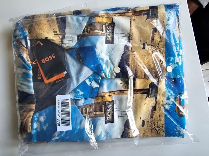 Hugo Boss men's Lapis_2 summer beach shirt, blue multicoloured XXL