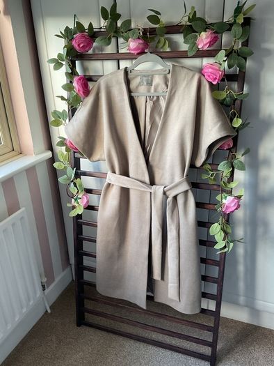 coat oasis oatmeal wrap coat size medium