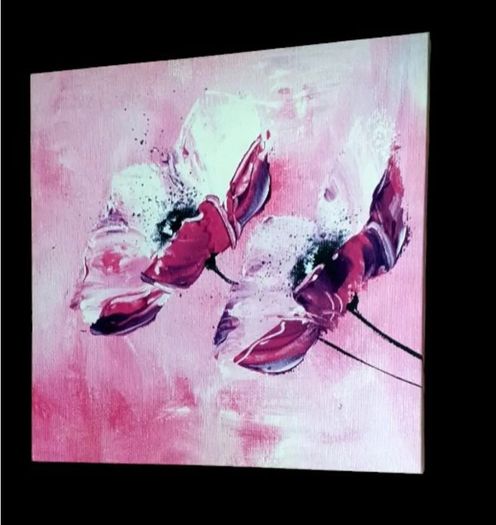 Brand New Abstract Pink Floral Canvas Art