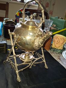 Antique Victorian Silver Spirit Kettle and Stand Hallmark in Photos