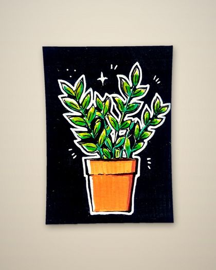 Original ACEO Card Night Bloom Painting Acrylic