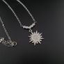 925 Sterling Silver Sparkling Sunburst Pendant Necklace with CZ Stones Elegant Radiant Star Design Image 7
