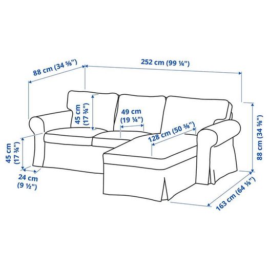 Corner sofa Ektorp Ikea (3 seat sofa with chaise longue)