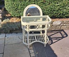 Cane hall table with matching mirror