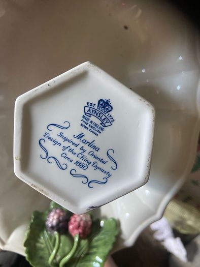 Aynsley Marlina 7" Bone China Floral Vase Flower English Cottage Blue White