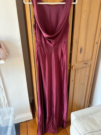 Beautiful burgundy wine satin maxi dress