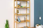Bathroom shelf bamboo 5 shelves  bathroom shelf, bathroom shelf, stand shelf, kitchen shelf, flower rack, bamboo bookcase, with 5 shelves, adjustable shelves, 60 x 26 x 130 cm
