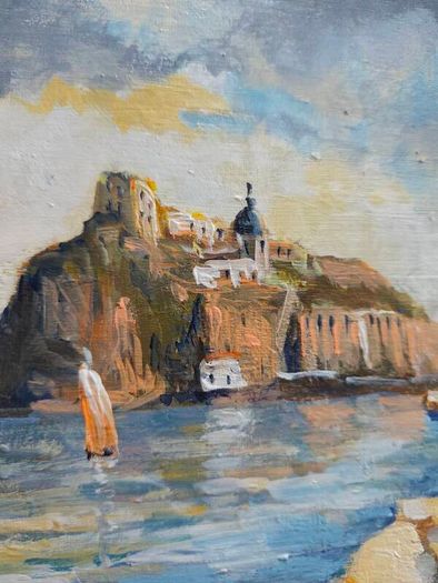 Oil painting Ischia Castello Aragonese