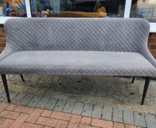 Grey Velvet Dining Bench With Back