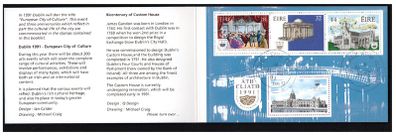 1991 Ireland Dublin European City of Culture Commemorative Stamp Booklet Fine Used with Dublin Cancel
