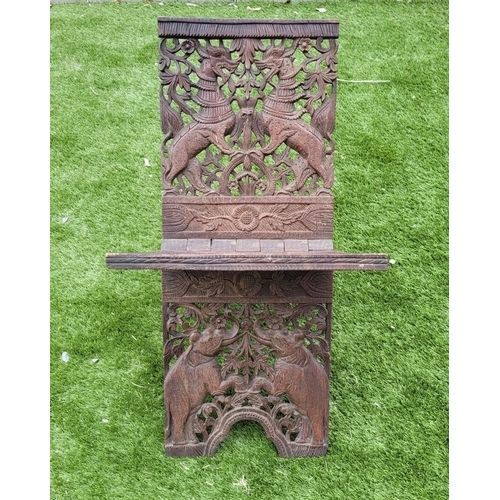 Large Carved Wooden Quran Stand (kursi), Indian, 19th Century.
