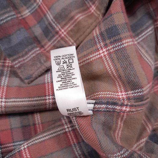 Paul Costelloe Brown Red Grey Plaid Check Long Sleeve Flannel Cotton Shirt Size L