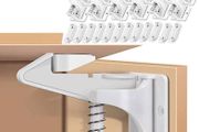 12 PCS Child Safety Cupboard Locks, Invisible &amp; Unlocked Design No Drilling Needed, Adhesive Easy Install, Baby Proof Safety Cabinet Locks Inside for Children Drawer Kitchen Closet Latches