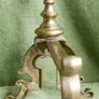 Antique Victorian Brass Fire Side Dogs - Lion Head Brass Fire Dogs Image 10