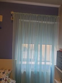 voile curtains with poles x 4 double sets